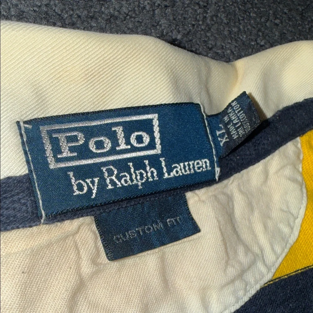Ralph Lauren Navy and Yellow Striped Shirt - Picture 2 of 3